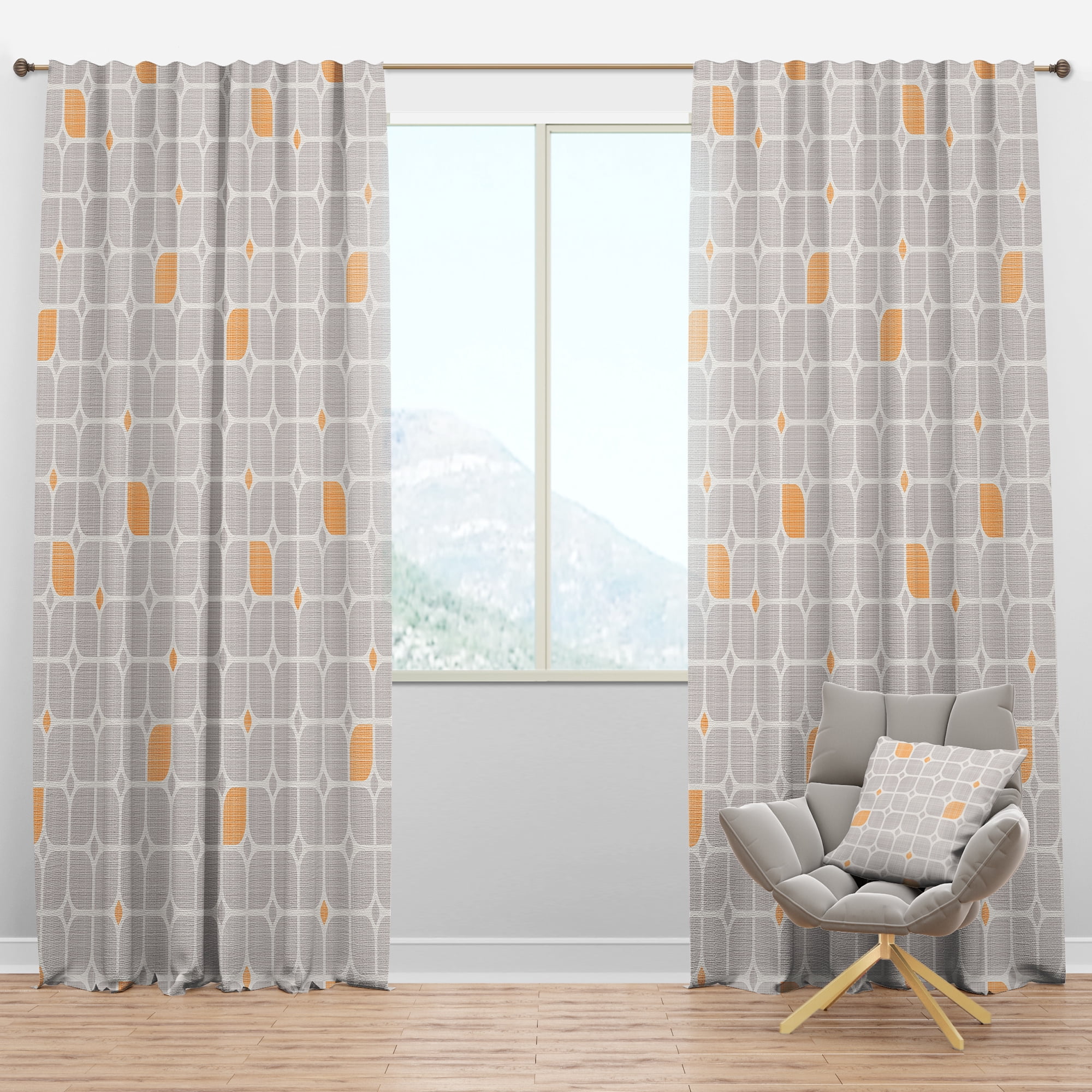 Designart 'Geometrical Retro Pattern II' Mid-Century Modern Blackout Curtain Panel