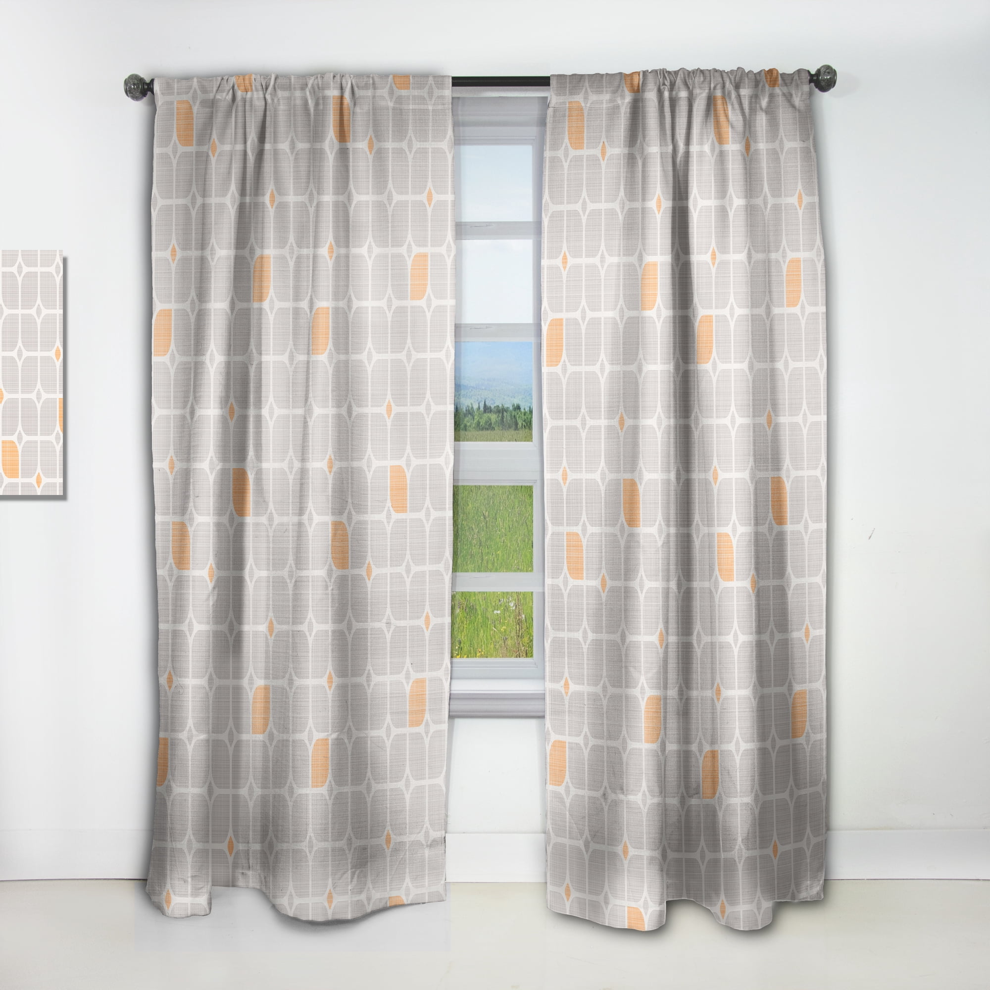 Designart 'Geometrical Retro Pattern II' Mid-Century Modern Curtain Panel