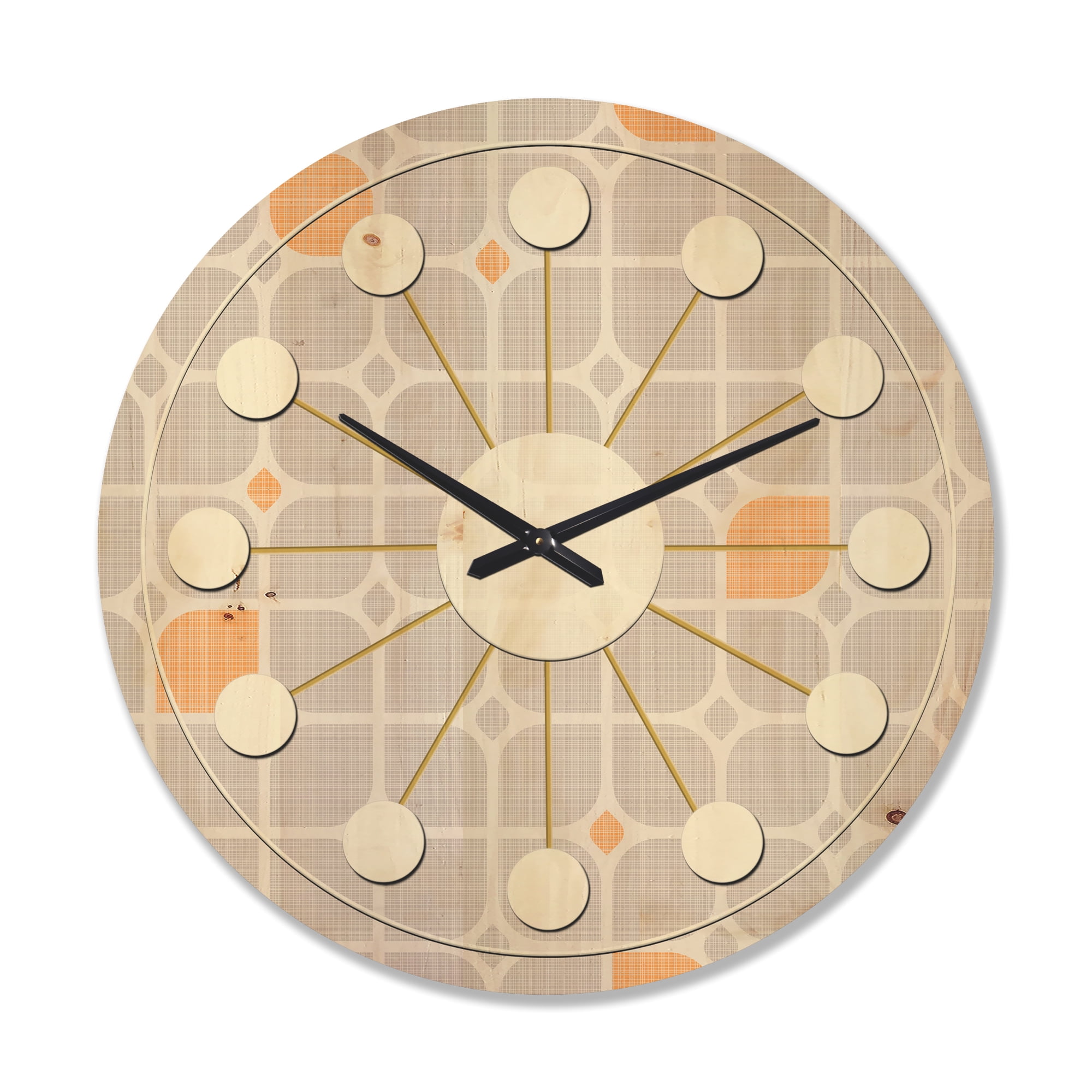 Designart 'Geometrical Retro Pattern II' Mid-Century Modern Wood Wall Clock