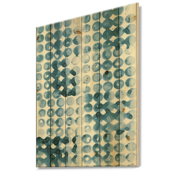 Designart 'Geometrical Watercolor Indigo II' Contemporary Print on Natural Pine Wood