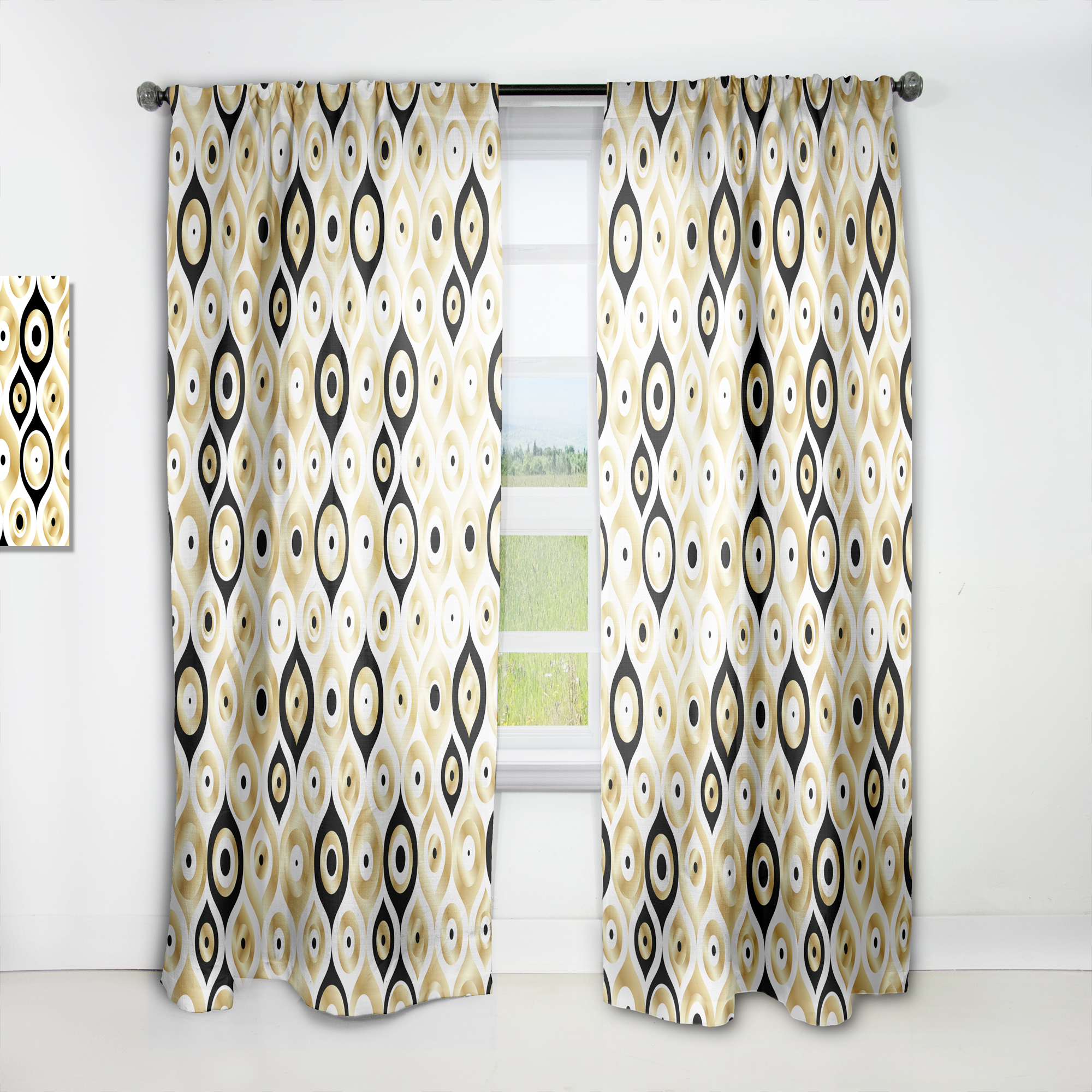Designart 'Geometrics Golden Art Deco Metallic Luxury' Mid-Century Modern Curtain Panel