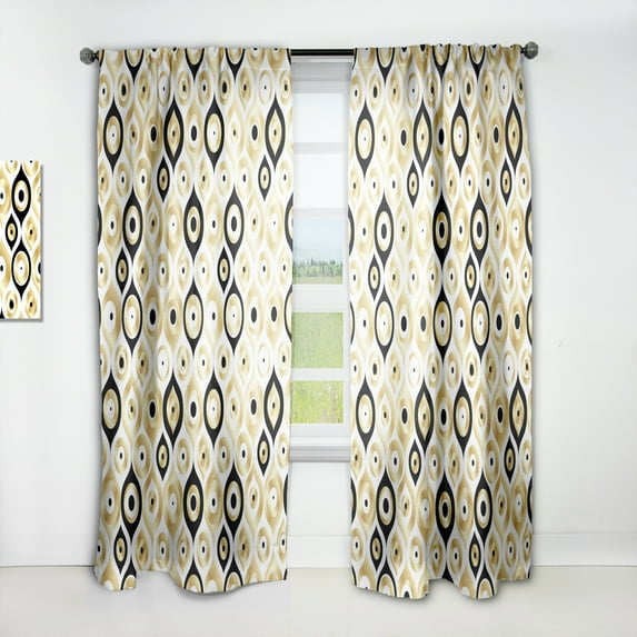 Designart 'Geometrics Golden Art Deco Metallic Luxury' Mid-Century Modern Curtain Panel