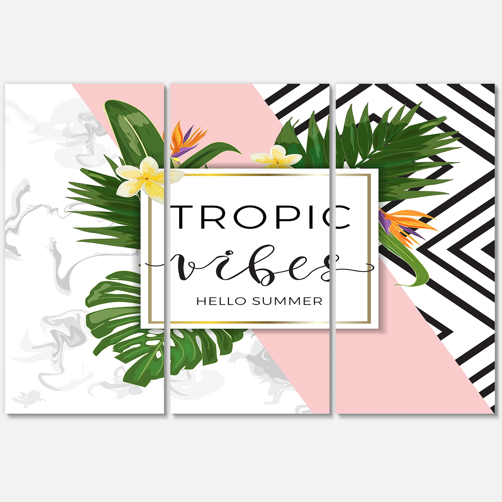 Designart ' Geometrics Tropic VIbes On Triangular ' Nautical & Coastal Canvas Wall Art Print
