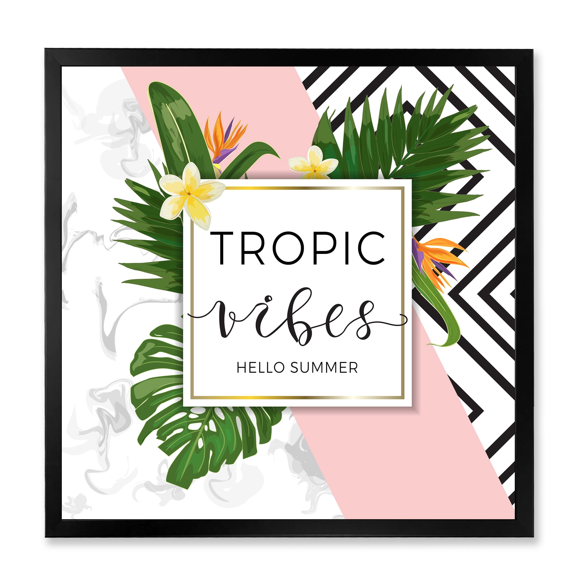 Designart 'Geometrics Tropic VIbes On Triangular' Nautical & Coastal Framed Art Print