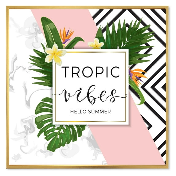 Designart 'Geometrics Tropic VIbes On Triangular' Nautical & Coastal Framed Canvas Wall Art Print