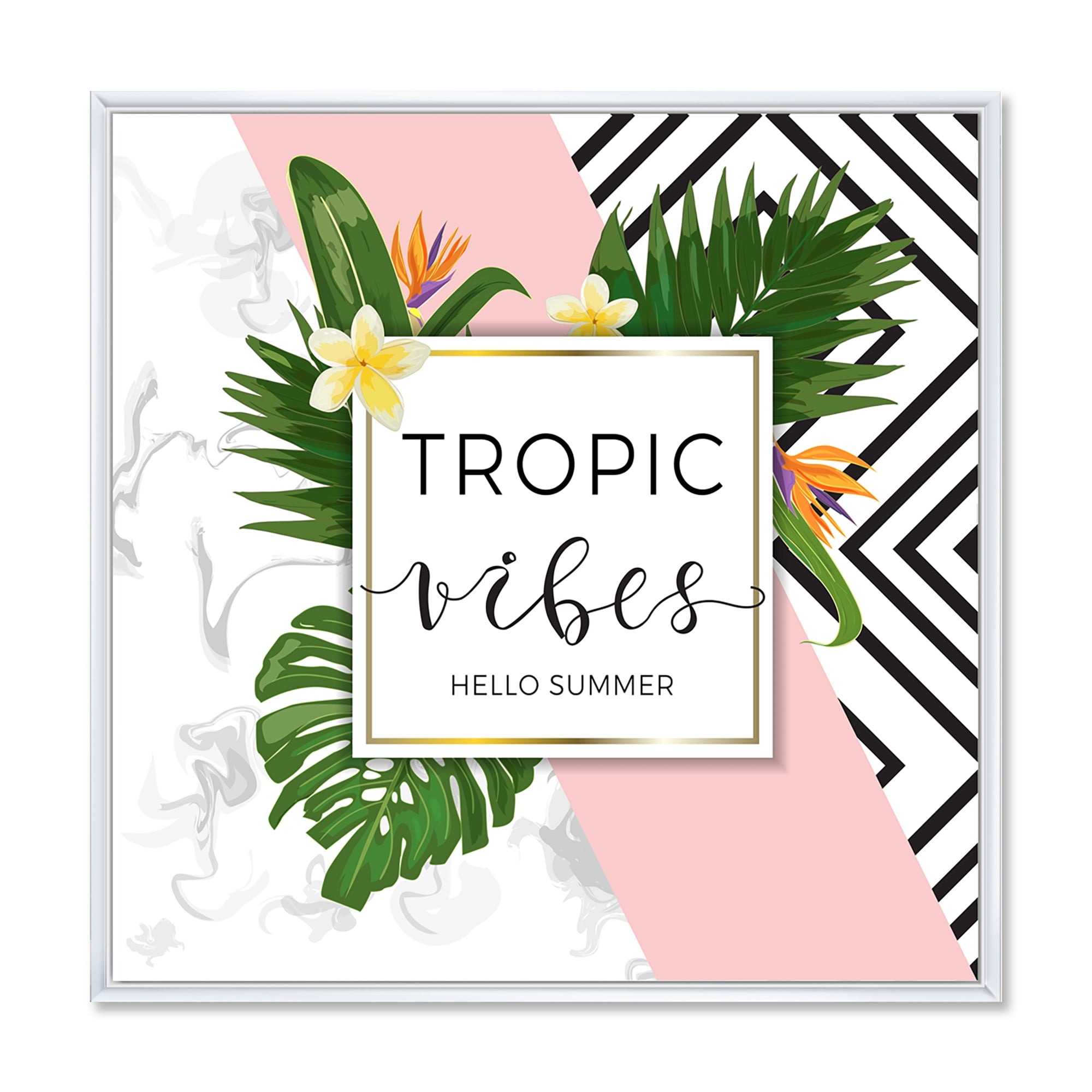 Designart 'Geometrics Tropic VIbes On Triangular' Nautical & Coastal Framed Canvas Wall Art Print