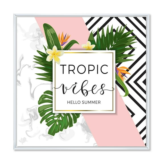 Designart 'Geometrics Tropic VIbes On Triangular' Nautical & Coastal Framed Canvas Wall Art Print