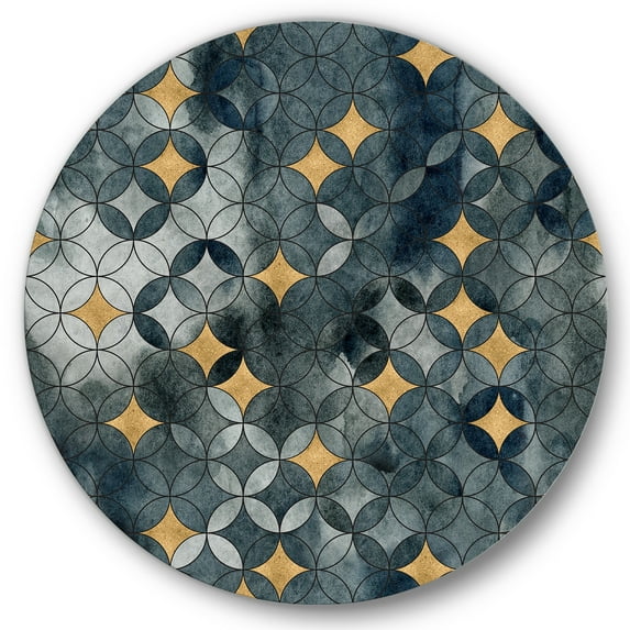 Designart 'Geometry Golden Stars With Intersecting Circles' Modern Circle Metal Wall Art 11x11 - Disc of 11