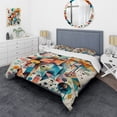 thumbnail image 1 of Designart "Geometry in Balance Blue and Orange I" Modern Geometric Bedding Covert Set - Abstract Geometric Blue Abstract Bed Set With 2 Shams, 1 of 6
