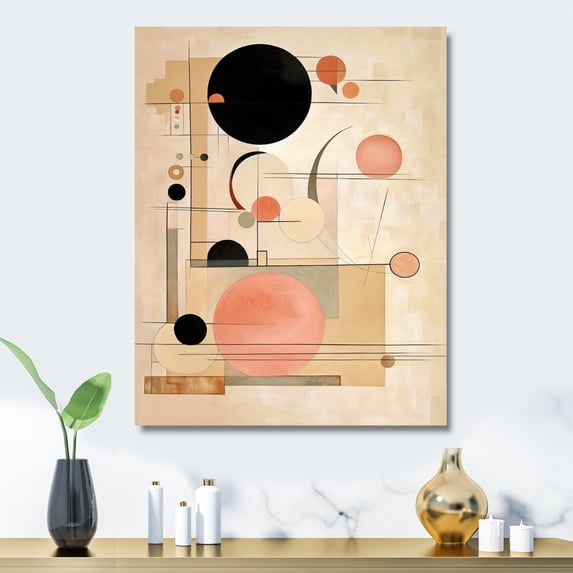Designart "Geometry in Motion in Beige III" Abstract Shapes Metal Wall Decor