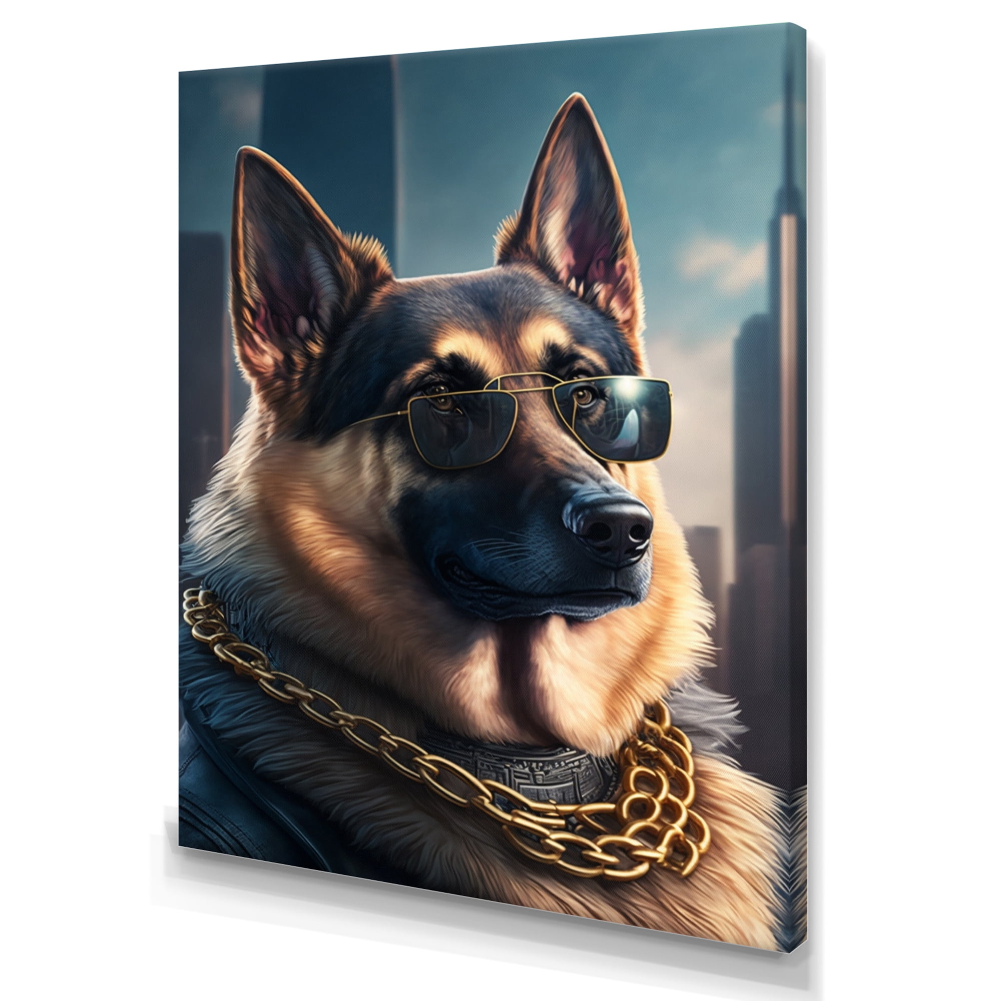 Designart German Shepherd Gangster In NYC I Canvas Wall Art
