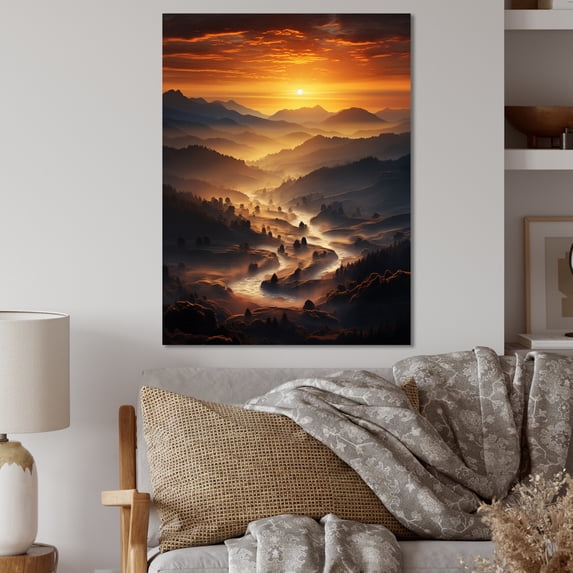 Designart "Germany Sunrise Euphony Mountain" Germany Metal Wall Decor