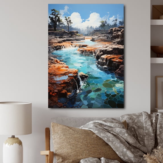 Designart "Geyser Erupting Azure Collage I" Landscape & Nature Canvas Print