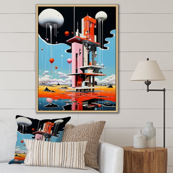 Designart "Geyser Horizon In De Stijl" Geyser Floater Framed Canvas Art Print