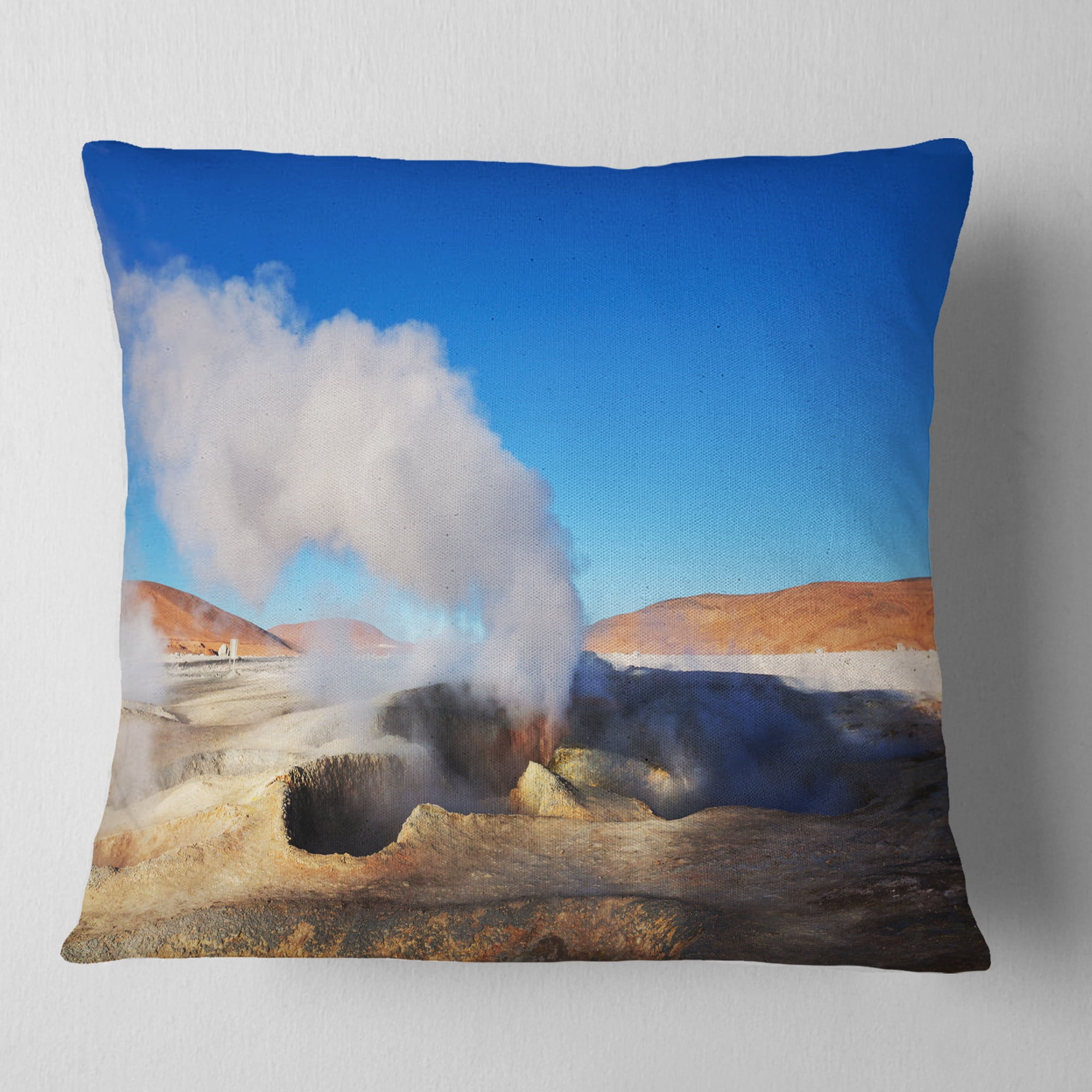 Designart Geyser Sol De Manana Bolivia - Landscape Printed Throw Pillow - 16x16
