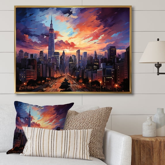 Designart "Giant Glass Skyscrapers II" Architecture Floater Framed Canvas Wall Art