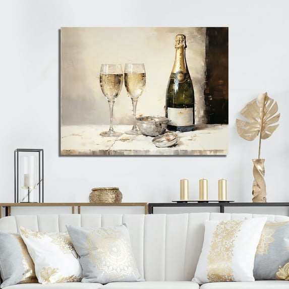 Designart "Gilded Bubbles In Glass I" Champagne Wall Decor