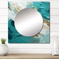 thumbnail image 1 of Designart "Gilded Dawn Flower Artistry On Teal" Modern Midcentury Square Mirror For Wall Decor - Large Beige Square Printed Wall Mirror Art - Wall Mounted Square Large Mirror, 1 of 5