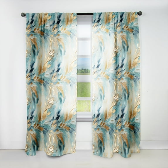 Designart "Gilded Frozen Dreamscape" Marble Room Darkening Curtain Single Panel