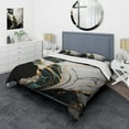 thumbnail image 1 of Designart "Gilded Green and Gold Geode Marble III" Abstract Marble Bedding Covert Set - Modern Green Abstract Bed Set With 2 Shams, 1 of 6