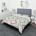thumbnail image 1 of Designart 'Gilded Red and Blue Diamonds' Geometric Duvet Cover Set, 1 of 4