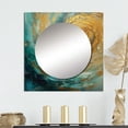 thumbnail image 1 of Designart "Gilded Spiral Waves In Maritime Gold III" Abstract Spirals Square Mirror Wall Decor Transitional - Large Gold Square Bathroom Mirror - Square Printed Wall Mirror Art, 1 of 5