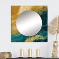 thumbnail image 1 of Designart "Gilded Sunlight Amidst Deep Blue Waters" Abstract Painting Square Mirror For Wall Decor - Large Gold Square Printed Wall Mirror Art - Wall Mounted Square Large Mirror, 1 of 5