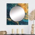 thumbnail image 1 of Designart "Gilded Sunlight Amidst Deep Blue Waters III" Abstract Painting Gold Large Square Mirror - Square Bedroom Mirror Printed Wall Decor - Modern Square Printed Wall Mirror Art, 1 of 5