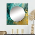 thumbnail image 1 of Designart "Gilded Turquoise Billows Abstract III" Abstract Shapes Gold Large Square Mirror - Square Bedroom Mirror Printed Wall Decor - Transitional Square Printed Wall Mirror Art, 1 of 5