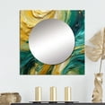 thumbnail image 1 of Designart "Gilded Turquoise Billows Abstract IV" Abstract Shapes Square Mirror For Wall Decor - Large Gold Square Mirror Printed Wall Decor - Transitional Square Living Room Mirror, 1 of 5