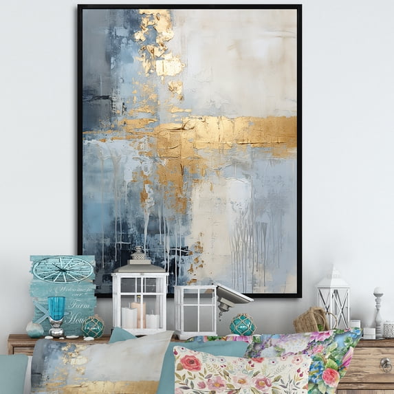 Designart "Gilded Winter Serenity II" Winter Landscape Floater Framed Canvas Art Print