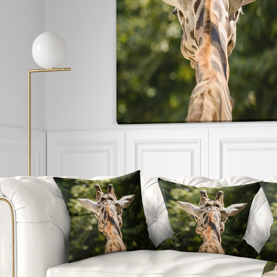 Designart Giraffe Head Back View - Abstract Throw Pillow - 18x18