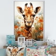 thumbnail image 1 of Designart "Giraffe In A Cute Flower Field" Animals Giraffe Floater Framed Wall Art Living Room, 1 of 5