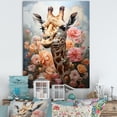 thumbnail image 1 of Designart "Giraffe Portrait: Cute And Floral" Animals Giraffe Canvas Prints, 1 of 7
