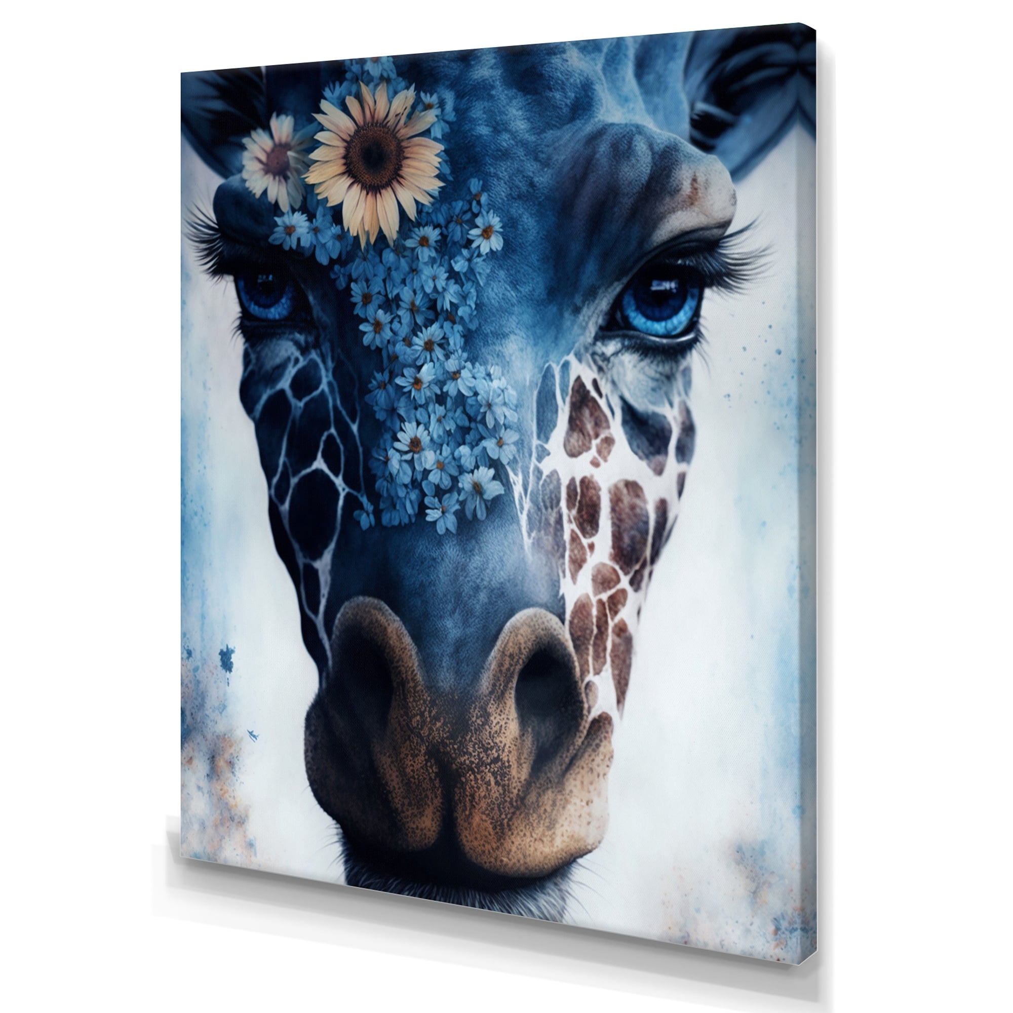 Designart Giraffe Portrait With Sunflowers II Canvas Wall Art