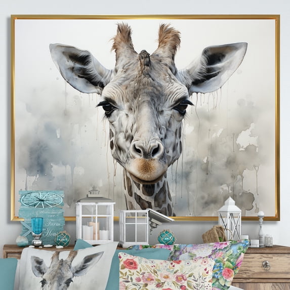 Designart "Giraffe beautyful Necks" Animals Floater Framed Canvas Print
