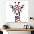 thumbnail image 1 of Designart "Giraffe with Glasses in Red and Blue" Animals Giraffe Metal Wall Art, 1 of 1