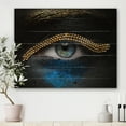 thumbnail image 1 of Designart 'Girl Eyes With Gold Chain and Blue Pigment' Modern Print on Natural Pine Wood, 1 of 1