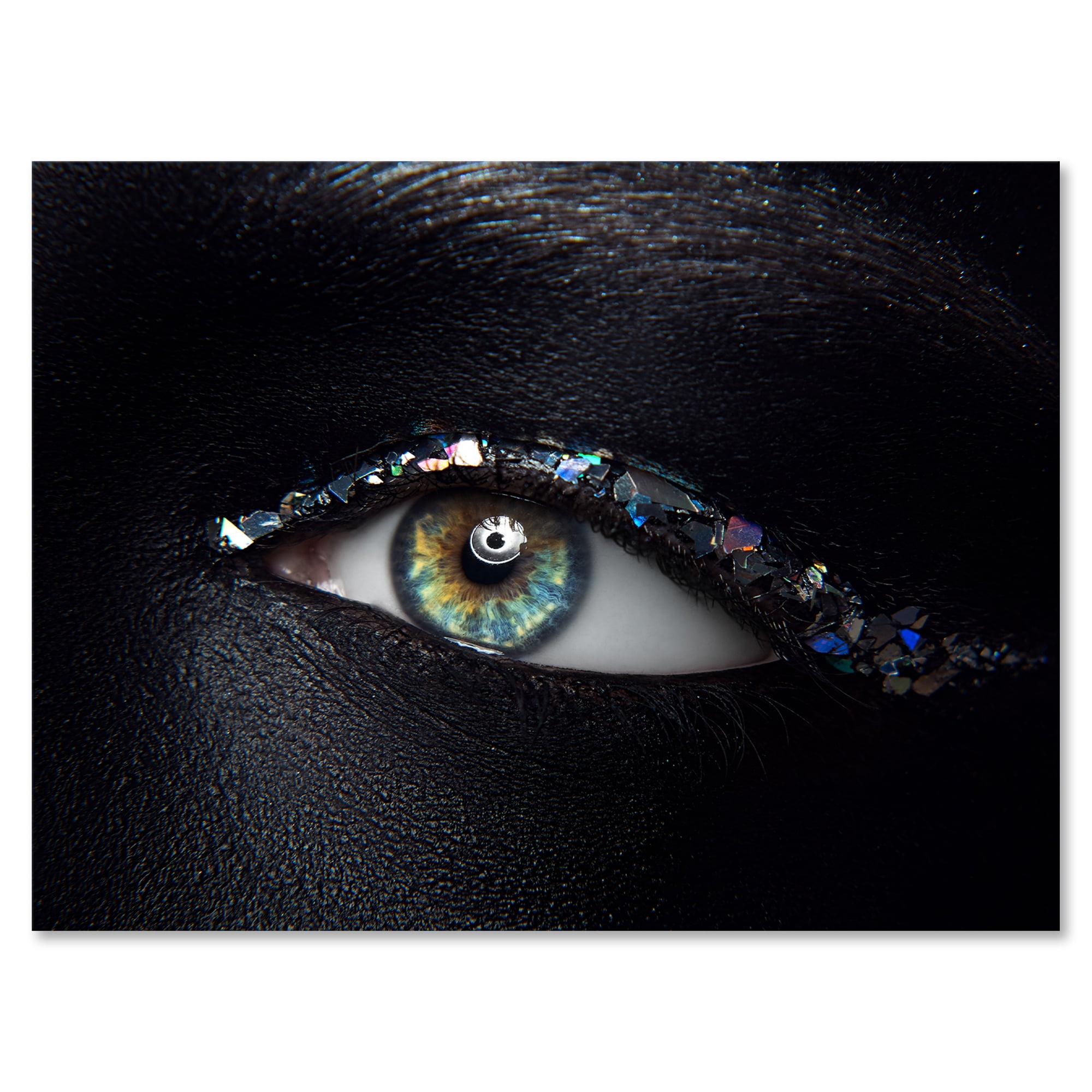 Designart ' Girl Eyes With Multi-Colored Glass Sparkles ' Modern Canvas Wall Art Print