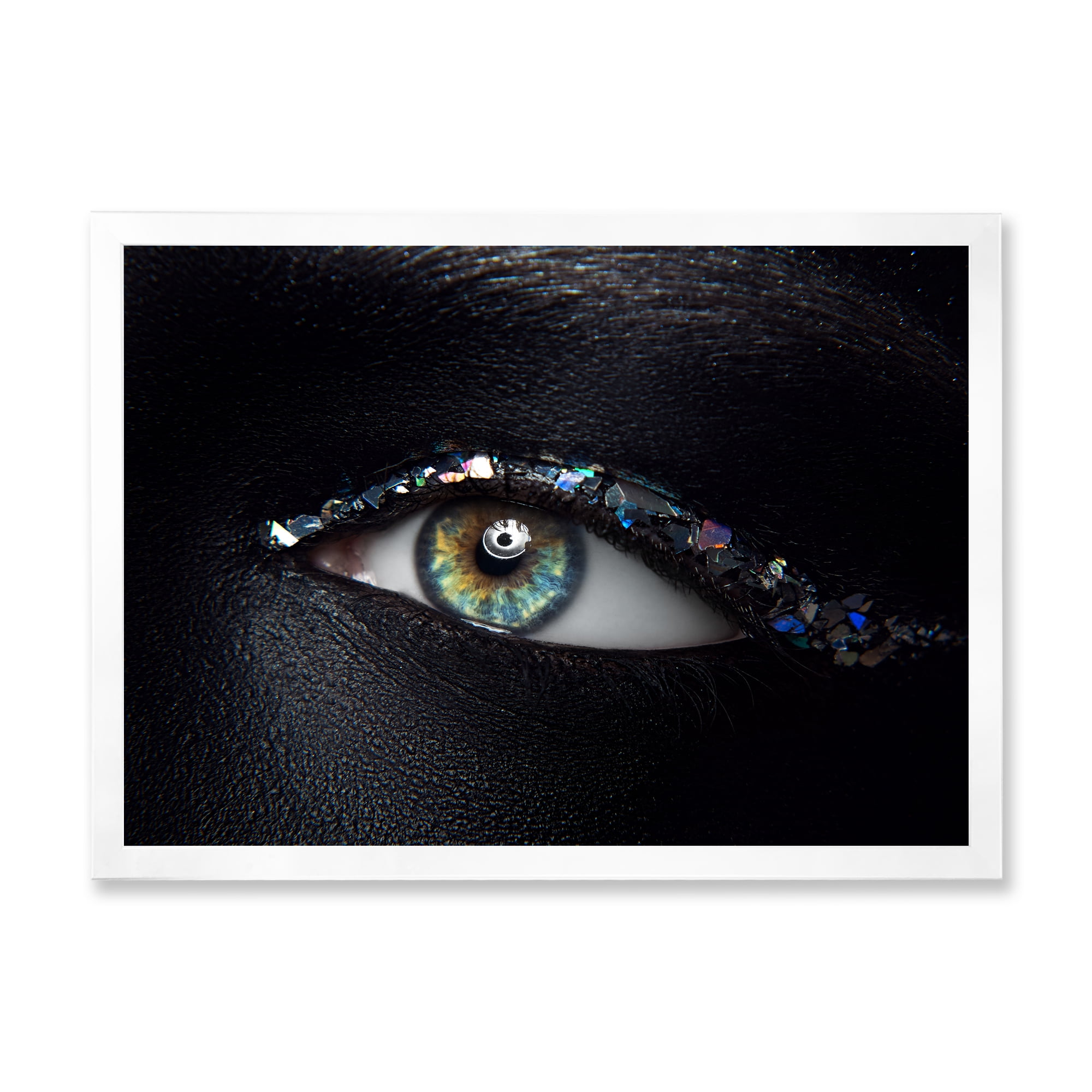 Designart 'Girl Eyes With Multi-Colored Glass Sparkles' Modern Framed Art Print