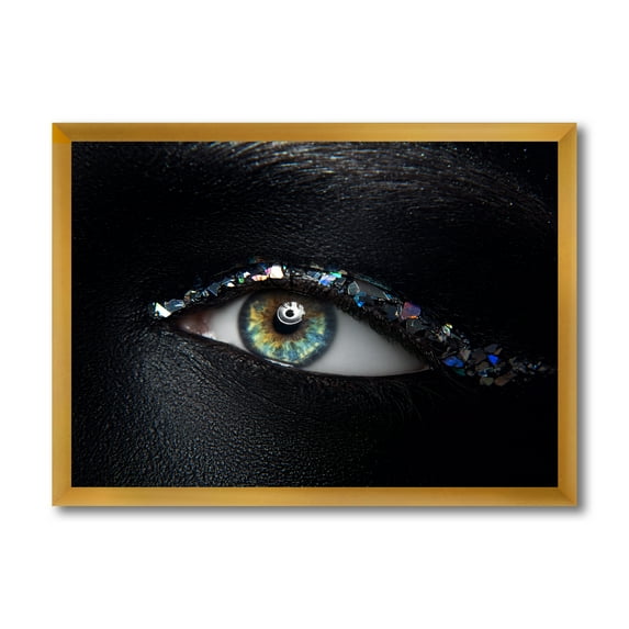 Designart 'Girl Eyes With Multi-Colored Glass Sparkles' Modern Framed Art Print