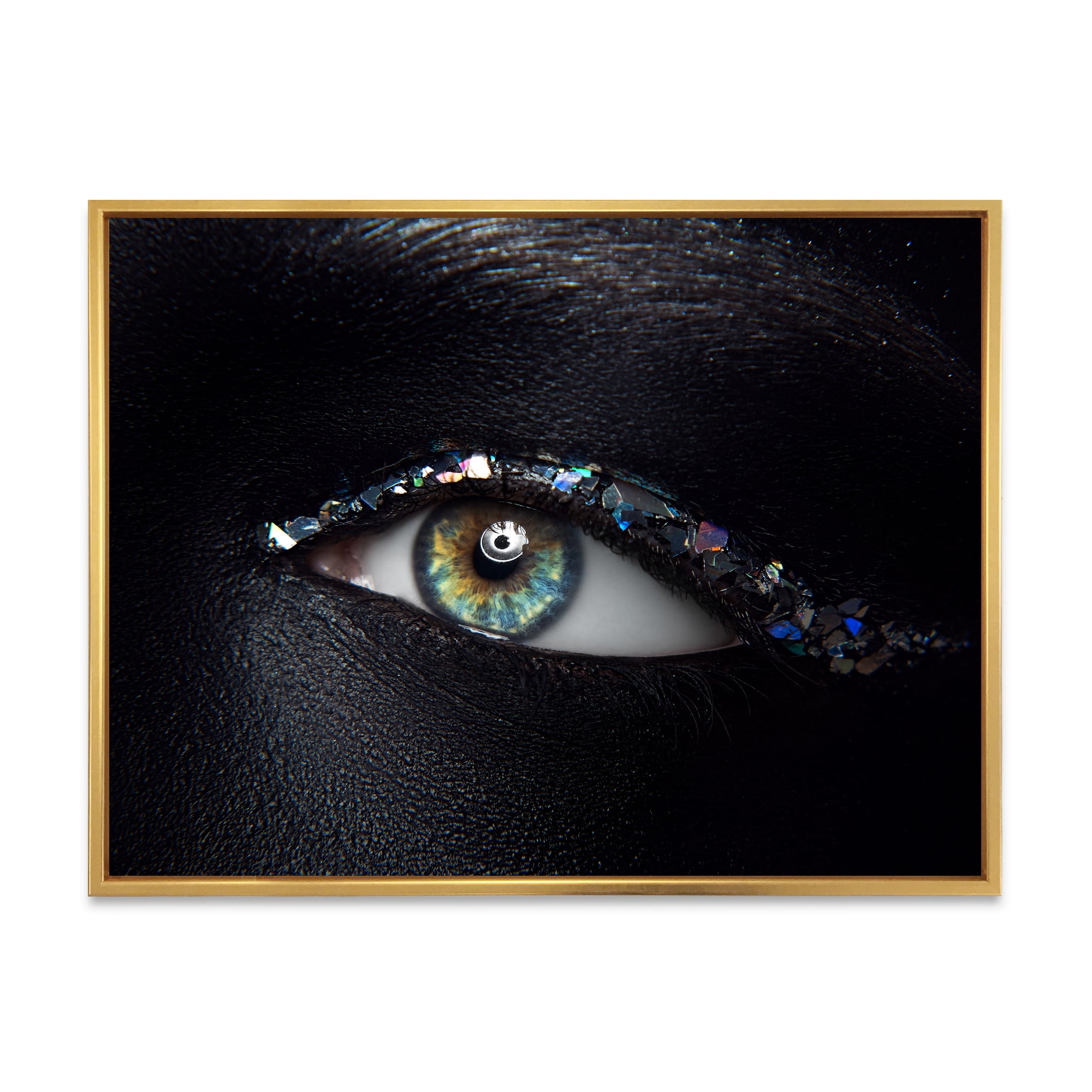 Designart 'Girl Eyes With Multi-Colored Glass Sparkles' Modern Framed Canvas Wall Art Print