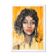 thumbnail image 1 of Designart 'Girl Face With Green Eyes & Black Hair Impression' Modern Framed Art Print, 1 of 4