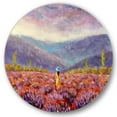 thumbnail image 1 of Designart 'Girl In Yellow Dress & Hat Walking Through Fields' Traditional Circle Metal Wall Art 36x36 - Disc of 36, 1 of 5