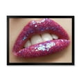 thumbnail image 1 of Designart 'Girl Lips Pink Lipstick and Sequins' Modern Framed Art Print, 1 of 4
