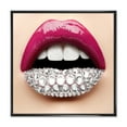 thumbnail image 1 of Designart 'Girl Lips With Pink Lipstick White Diamonds' Modern Framed Canvas Wall Art Print, 1 of 5