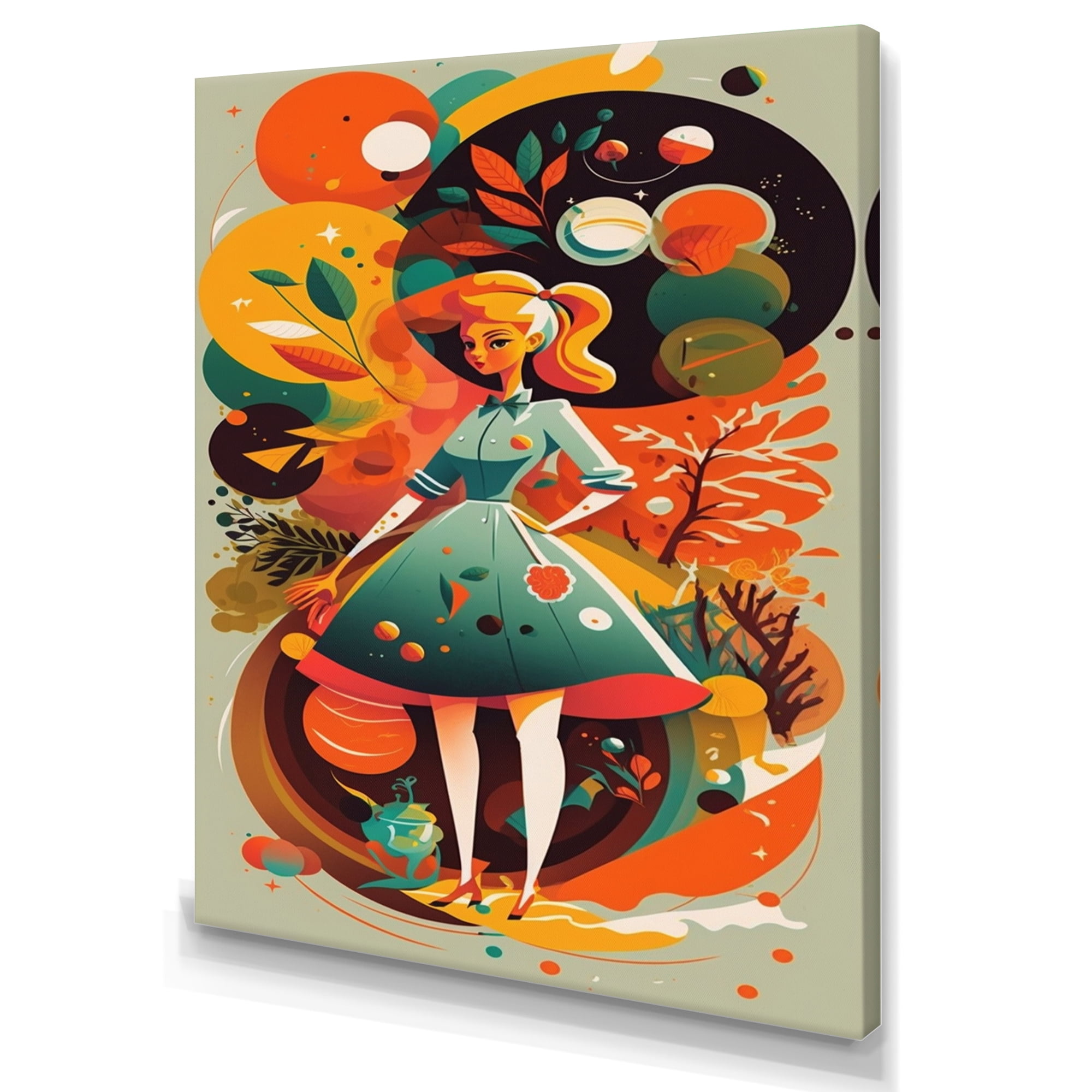 Designart Girl Standing Infront Of Fall Backdrop Canvas Wall Art