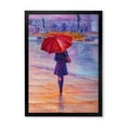 thumbnail image 1 of Designart 'Girl Walking With Red Umbrella Under The Rain' French Country Framed Art Print, 1 of 4