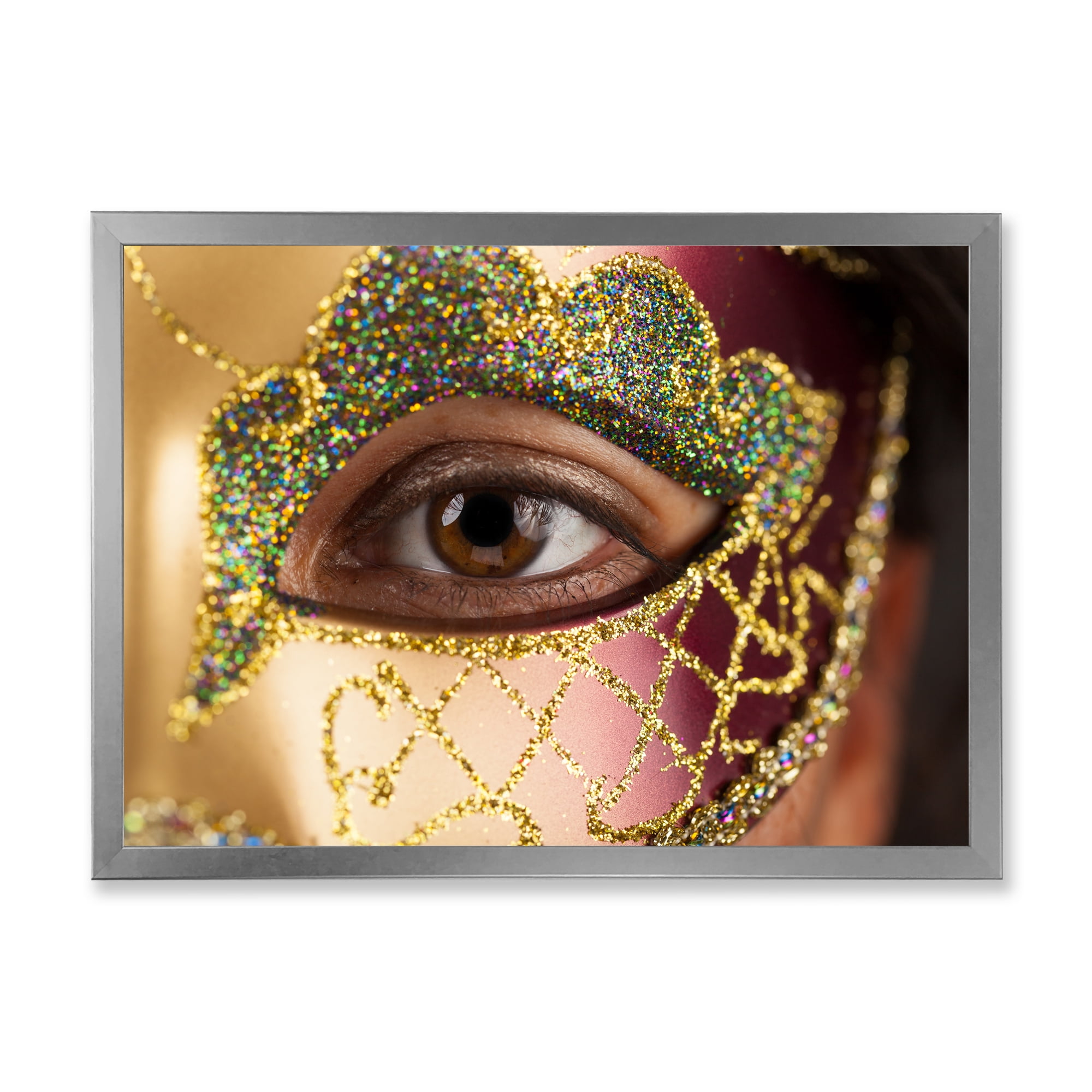 Designart 'Girl With Venetian Mask' Modern Framed Art Print
