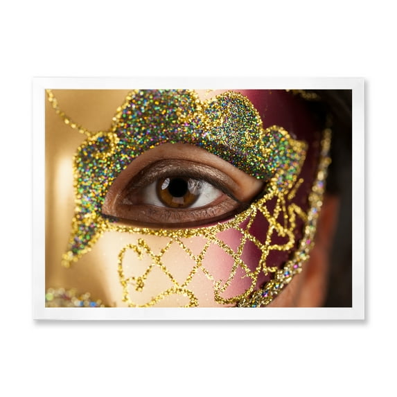 Designart 'Girl With Venetian Mask' Modern Framed Art Print